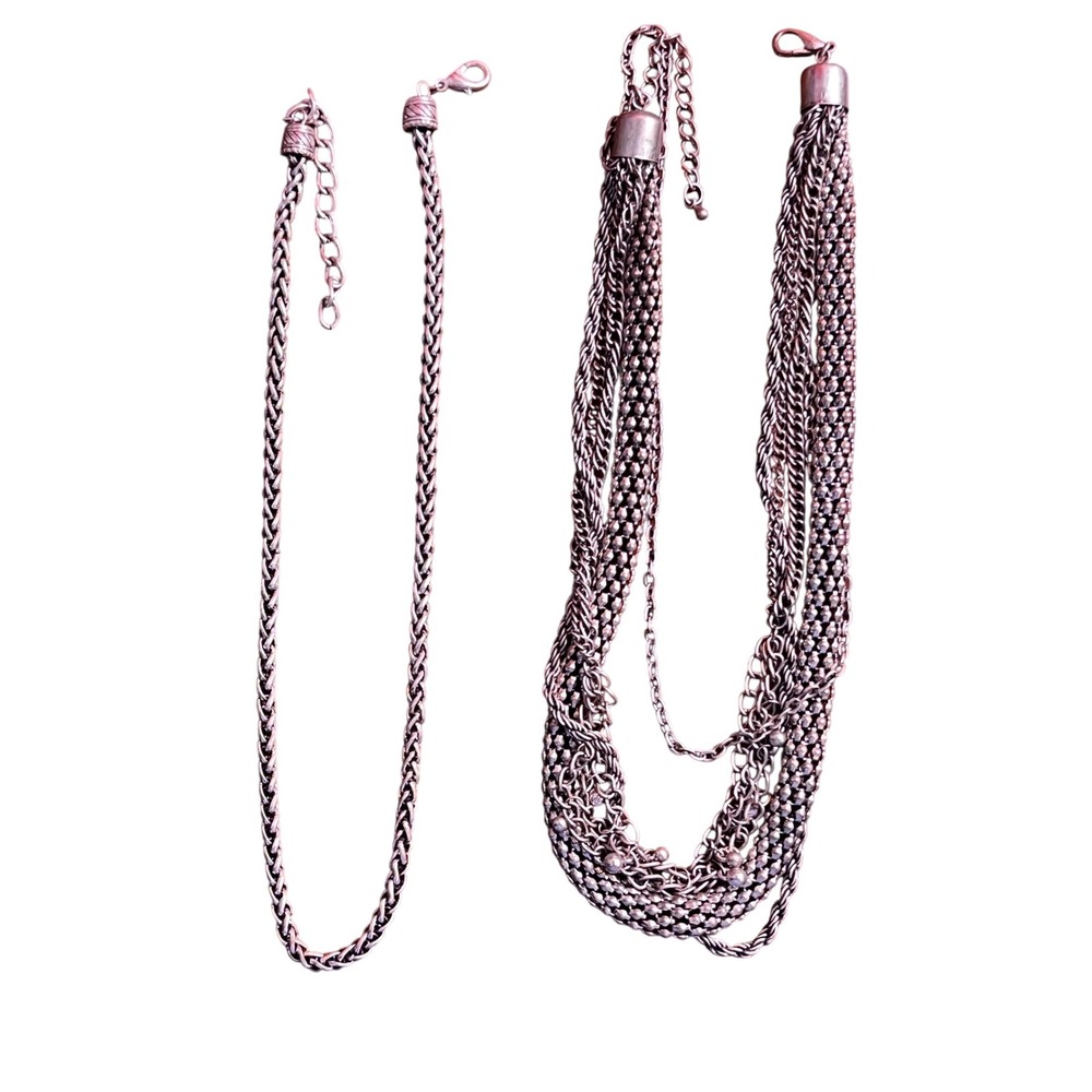 Layered Chain Necklace Set Silver Tone‎ Statement Fashion Jewelry Western